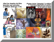Gráfica de múltiples imágenes de siervos jóvenes de Dios, ángeles buenos y deomonios que introduce la sección sobre los demonios, en sentido figurado, que se arremeten contra el ministro joven.