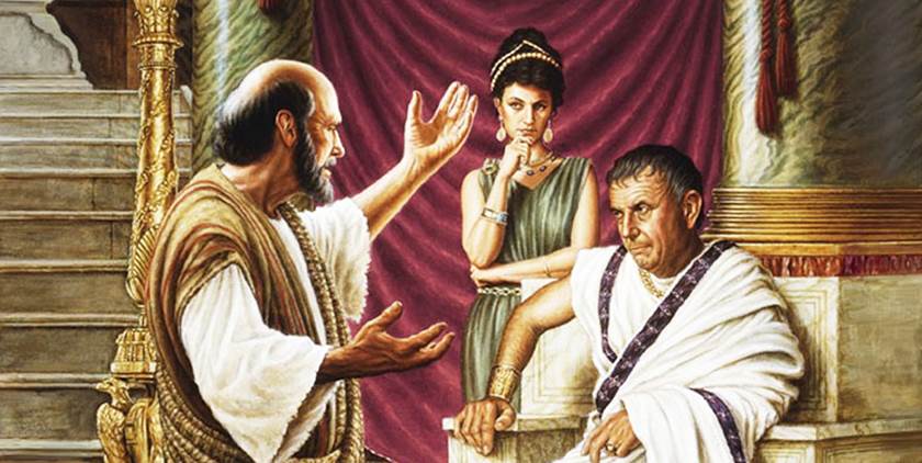 Pintura que representa al apóstol Pablo en el acto de disertar sobre la justicia, el dominio propio y el juicio venidero frente al procónsul romano Félix y su esposa judía Drusila.