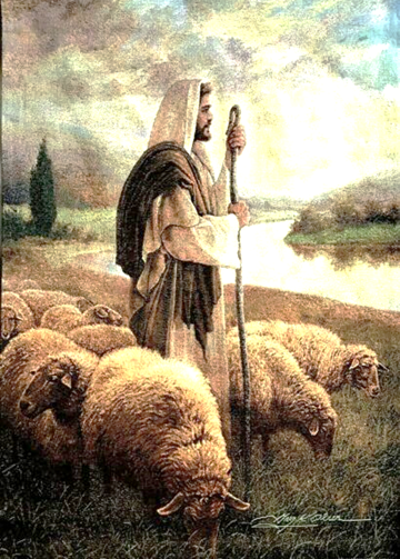 Pintura que representa a Jesucristo como el Pastor de las ovejas.