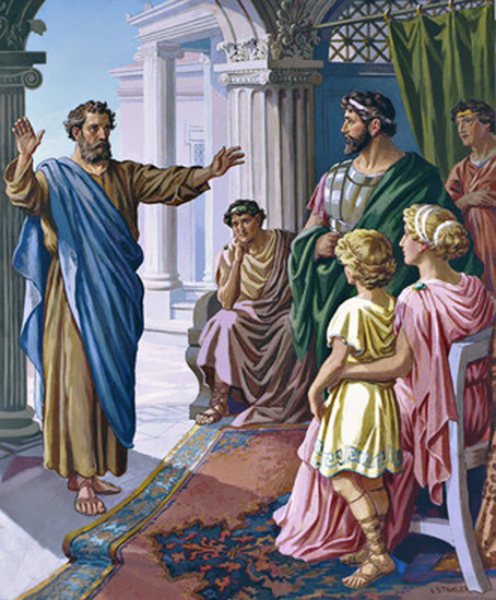 El apóstol Pedro comienza su discurso en la casa del centurión romano Cornelio.