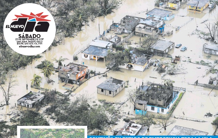 El barrio Medianía Alta, de Loiza, Puerto Rico, queda inundado por las lluvias torrenciales del huracán María.