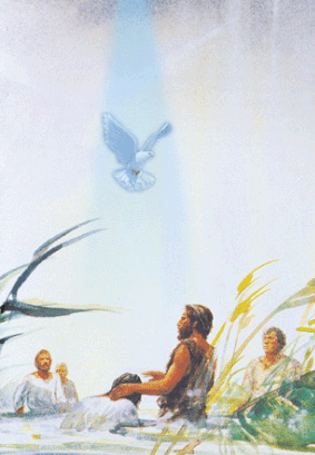 Esta pintura del bautismo de Jesucristo ilustra el sermón Cristo y el Espíritu Santo, en editoriallapaz.org.