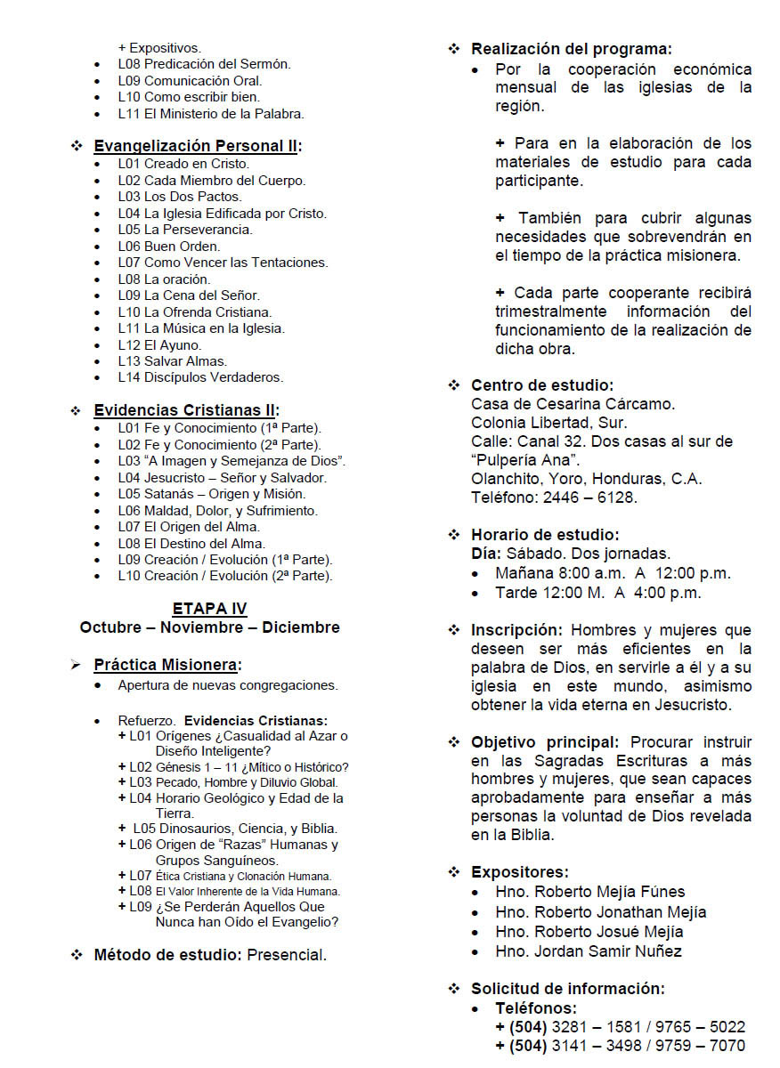 PDF Página 2 de Ministros Competentes Plan de estudio, por Jhonatan de Hondruas.