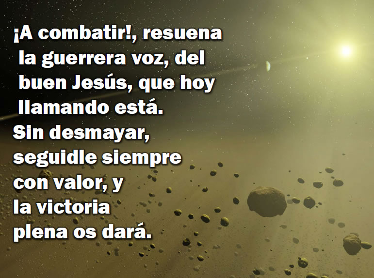 Himno en PDF "¡A combatir!, resuena la guerra voz". Primera estrofea.