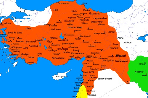 Mapa del Imperio de los hititas.