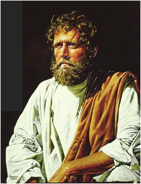 Esta pintura realista del apóstol Pedro ilustra Comentarios sobre textos de Mateo, en editoriallapaz.