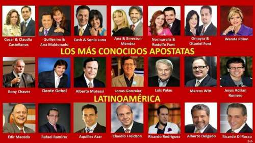Collage de los rostros de muchos autonombras profetas, profetisas y apóstoles de la América Latina.