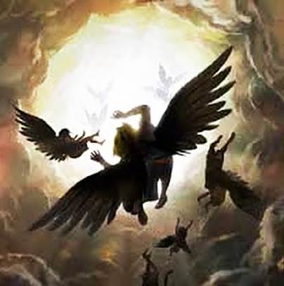 Una representación artística de los ángeles caídos que fueron echados a la tierra, juntamente con Satanás, su líder máximo, cuando fueron derrotados en la gran batalla en el cielo.