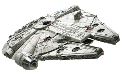 Imagen de la nave estelar Millennium Falcon, capitaneada por Han Solo en la serie de largometraje Guerras de las Galaxias, ilustración para el uso de términos del libro de Apocalipsis en medios de entretenimiento modernos.