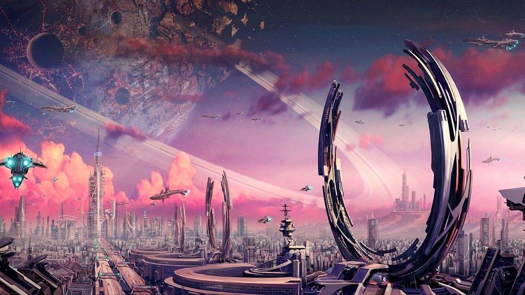Una ciudad futurista ilustra el concepto de utopia material para el futuro