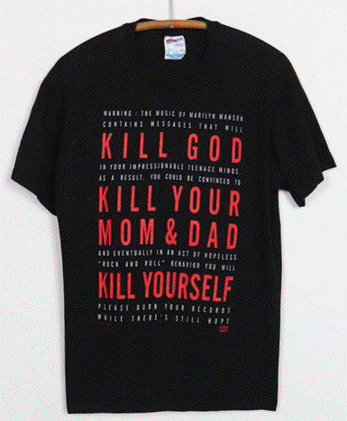 A black and red shirt with white text on it  Description automatically generated with low confidence