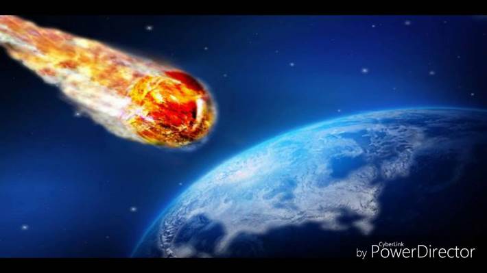 Una bola de fuego que cae sobre el planeta Tierra representa a la gran estrella Ajenjo de la Tercera Trompeta de Apocalipsis