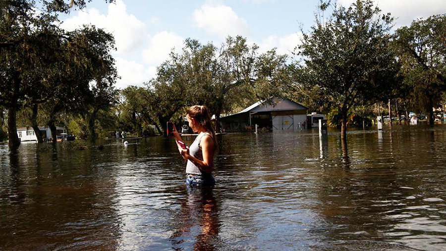 Arcadia, Florida. Flooding caused by hurricane Irma. September, 2017.