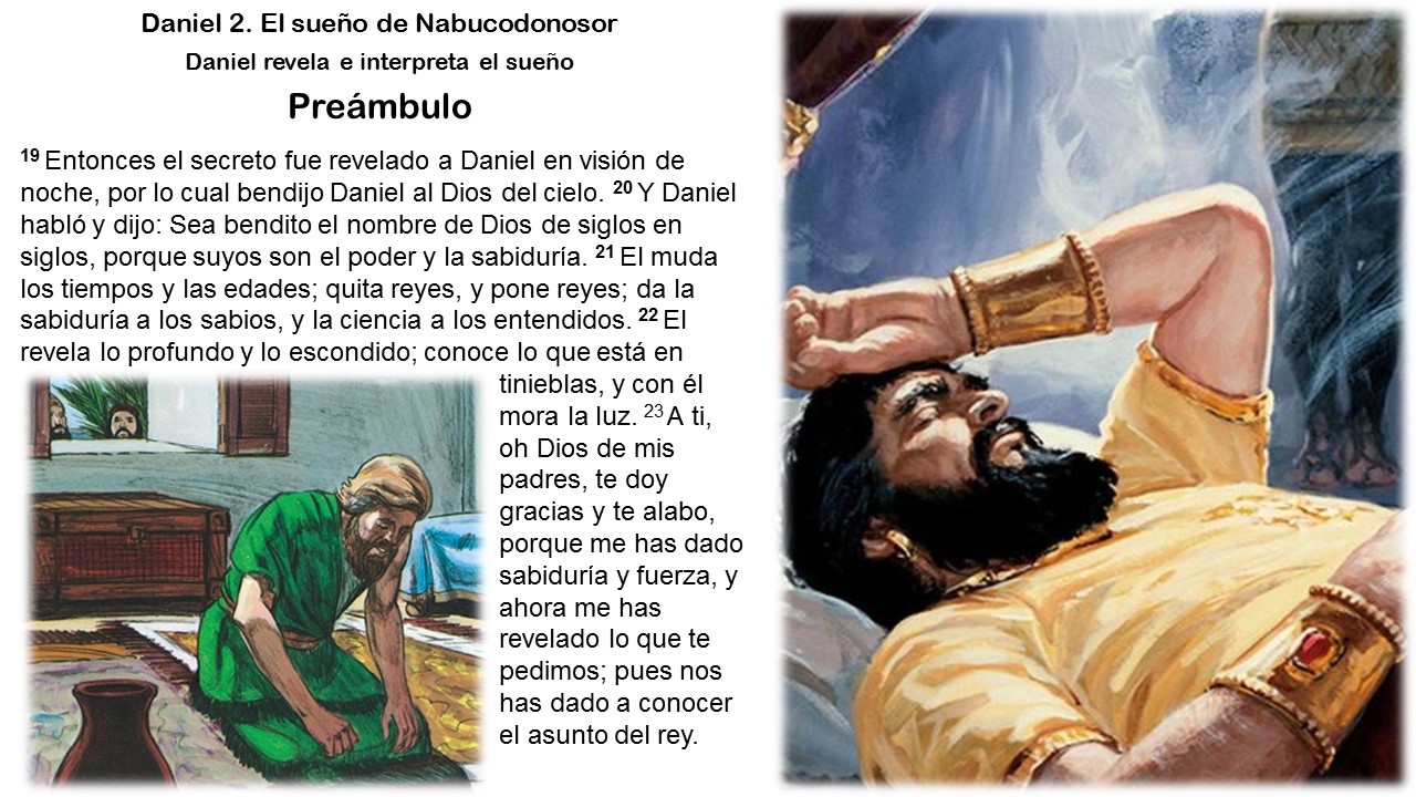 Diapositiva 1, preparada en PowerPoint, para El sueño de Nabucodonosor tal cual relatado en Daniel 2.