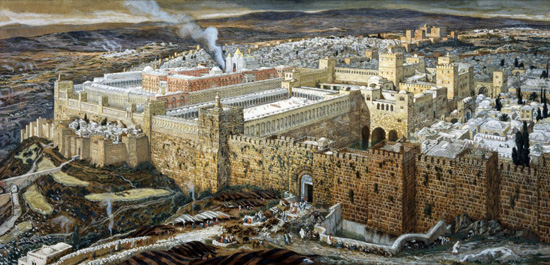 Panorámica de la ciudad de Jerusalén en el tiempo de Jesucirsto.
