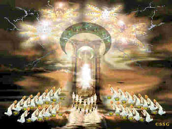 Los veinticuatro ancianos y los cuatro seres vivientes de Apocalipsis 4 y 5 adoran a Dios sentado sobre el 'trono establecido en el cielo'.