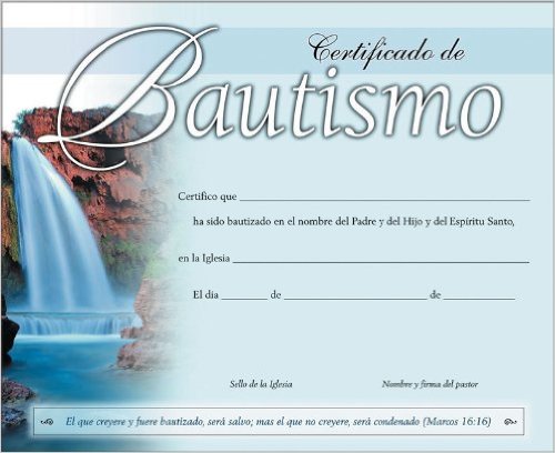 Este Certficado de Bautismo ilustra el tema ¿Indocumentado, indocumentada, o debidamente documentado, documentada? ¿En cuántas áreas de tu vida? Legal, civil-moral y/o religiosamente, en editoriallapaz.org.