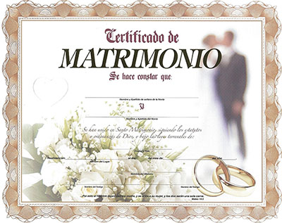 Este Certficado de Matrimonio ilustra el tema ¿Indocumentado, indocumentada, o debidamente documentado, documentada? ¿En cuántas áreas de tu vida? Legal, civil-moral y/o religiosamente, en editoriallapaz.org.