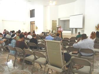 Bayamón, Puerto Rico. Bro. José Álamo teaches the “Mature Class” in the main auditorium of the church of Christ in Bayamon, Puerto Rico. 