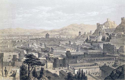 Esta pintura es una visualización de la gran ciudad de Éfeso en el tiempo de Jesucristo y los apóstoles.