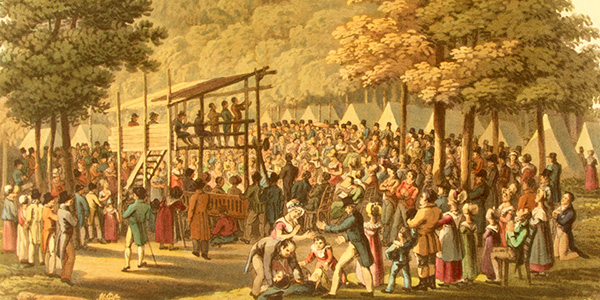 Esta pintura es del Avivamiento de Cane Ridge, Kentucky, EEUU, efectuado en agosto del 1801, con una asistencia de veinte mil.
