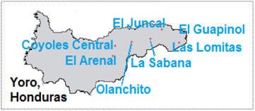 A map of the Department of Olancho in Honduras.