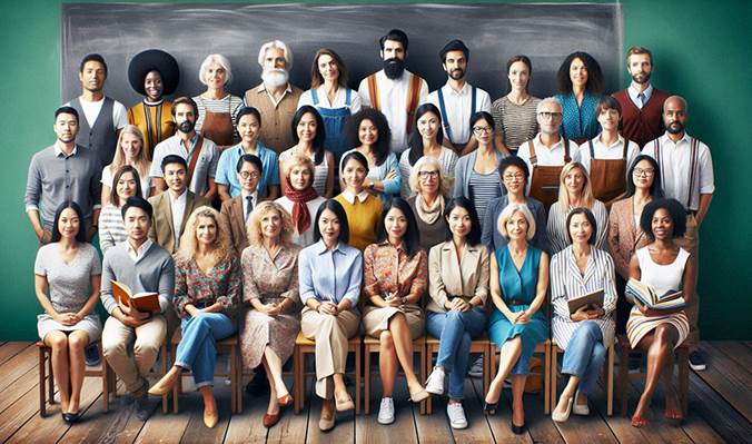 Un collage de treinta maestros y maestras de distintas áreas del globro terráqueo.