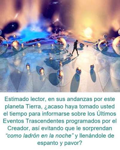 Una pintura abstracta de un varón en silueta que anda sobre una superficie brillosa con esferas alrededor de él y el profundo espacio como trasfondo.