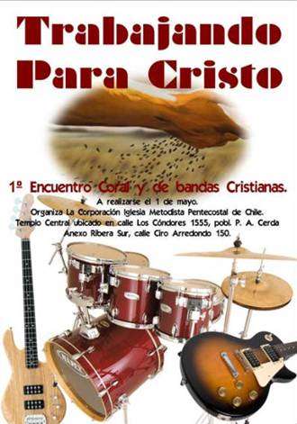 Fotografía de la carátula para la publicación de la propaganda para el Primer Encuentro Corad de Bandas Cristianas de Chile.