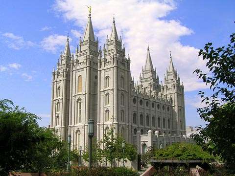 Una fotografía del Templo de la Iglesia Mormona en Salt Lake City, Utah