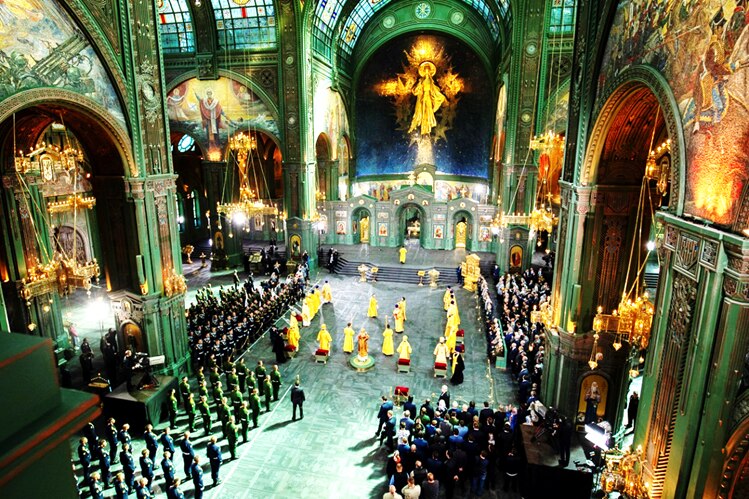 La catedral en Moscú, Rusia dedicada a las hazañas militares del pueblo ruso en todas las guerras, catedral principal de las Fuerzas Armadas de Rusia